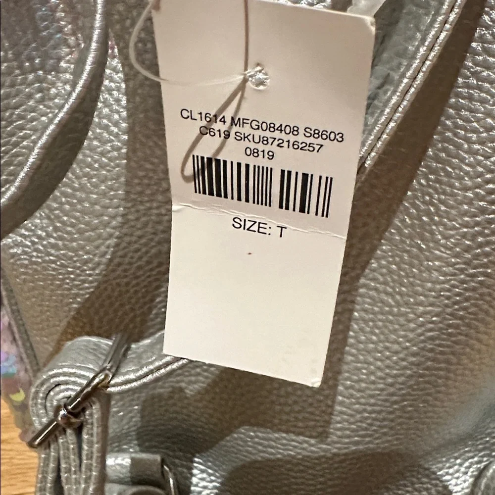 NWT Justice Initial Flip Sequin Mini Backpack Silver Mini Backpack